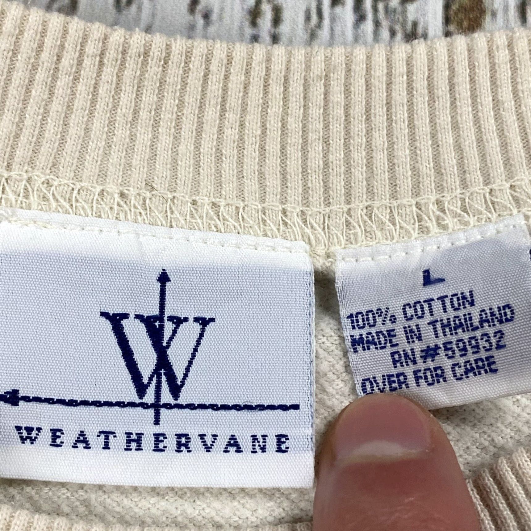 Vintage VTG 90s Weathervane Thermal Knit Pullover Sweatshirt Offwhite Adult Large Cotton Size L / US 10 / IT 46 - 4 Thumbnail
