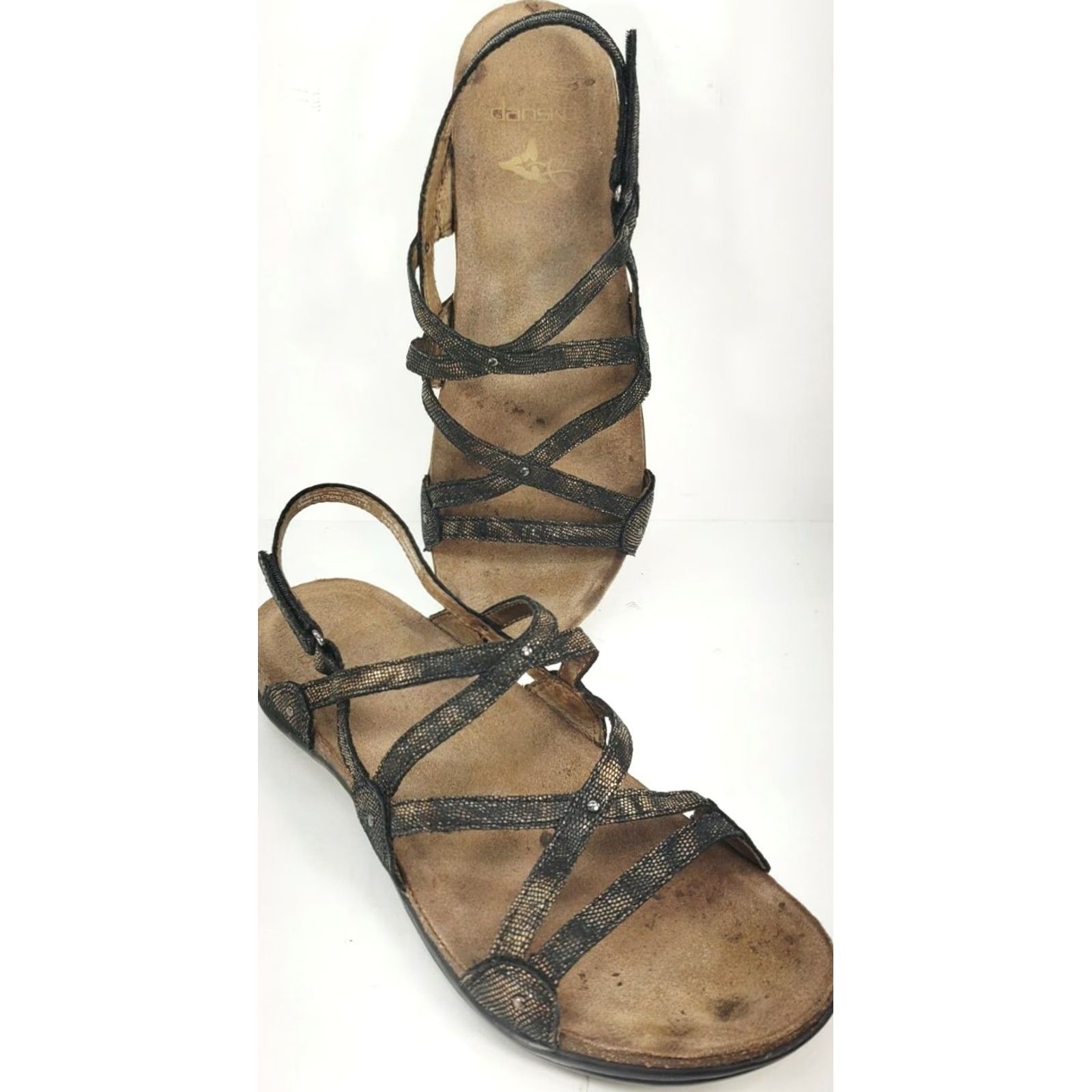 Dansko Dansko Jovie Slingback Flats Sandals Black Leather Strappy Hook & Loop Casual Womens 1500450200 40/US9 Size US 9 / IT 39 - 4 Thumbnail