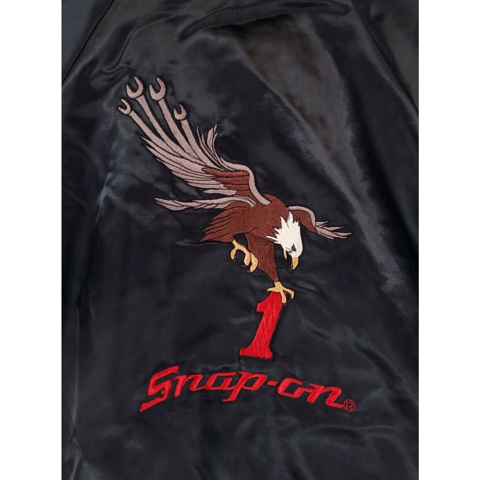 Vintage VINTAGE Snap-on Tools Horizons Sportswear Full Snap Satin Bomber Jacket Black Mens L Size US L / EU 52-54 / 3 - 6 Thumbnail