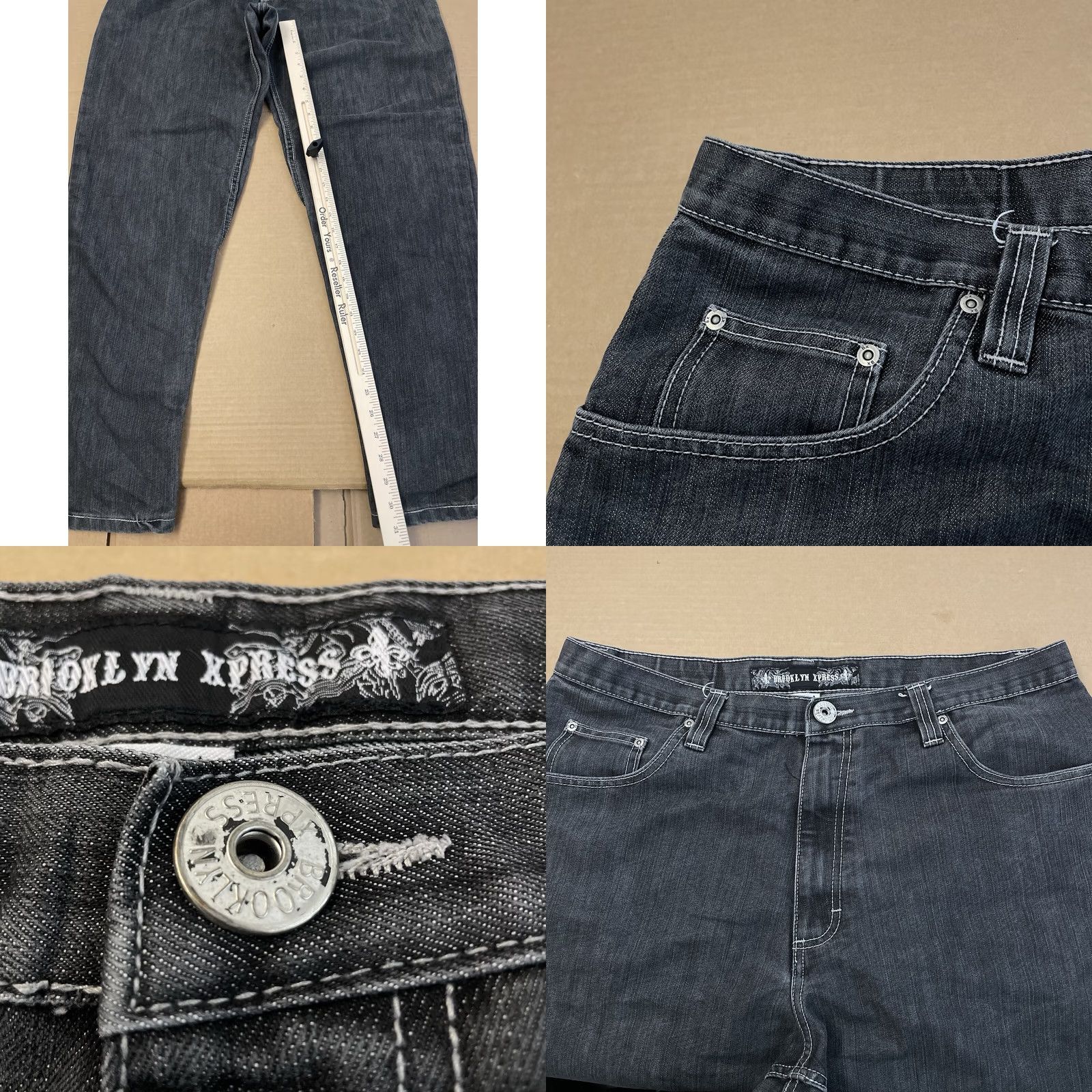 Express BROOKLYN XPRESS Jeans Men 5-Pocket Denim 40 x 34 Gray 31in Inseam Regular Straight Hip Hop 90s Vintage? No Size US 40 / EU 56 - 8 Thumbnail