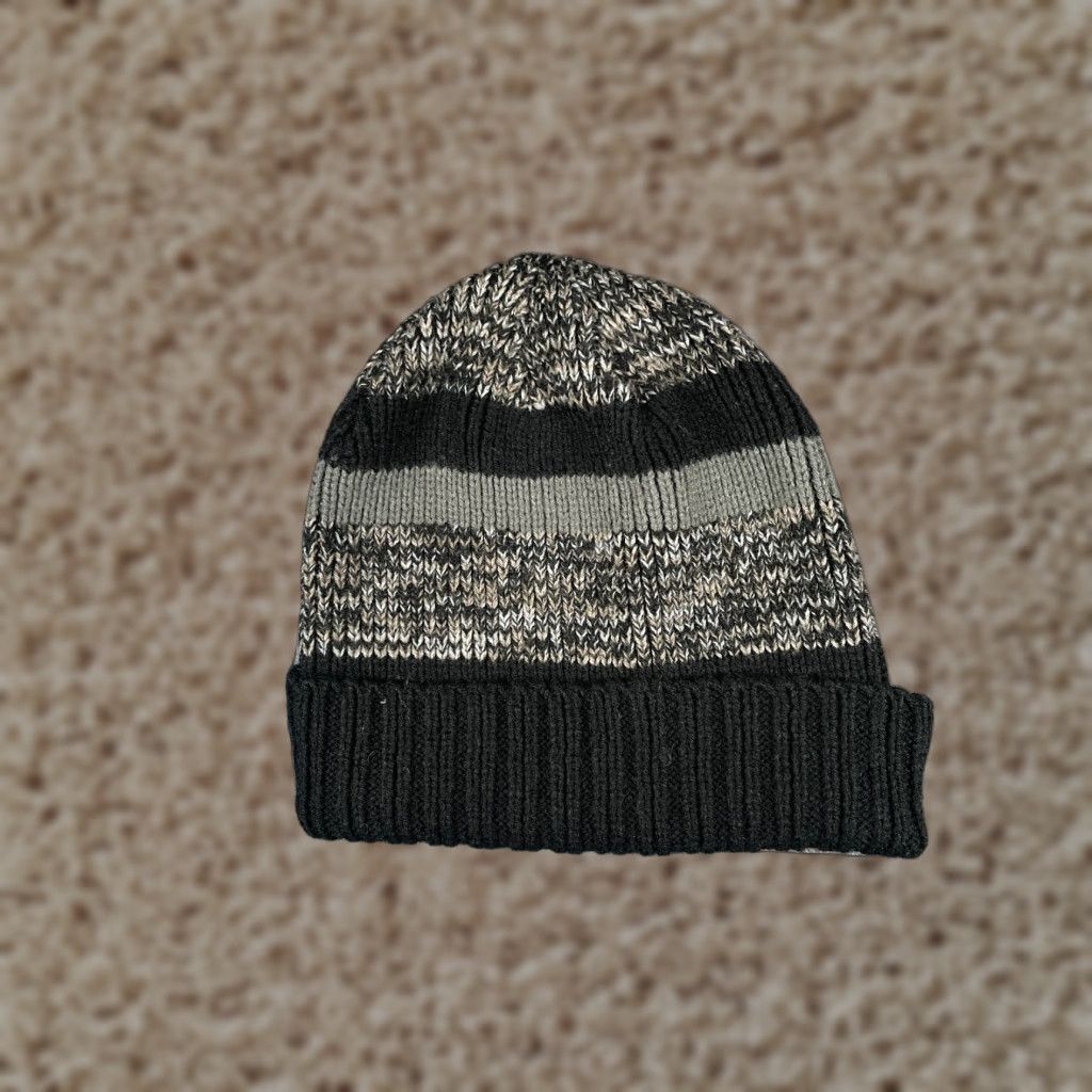 Vintage Gold Medal Beanie Toque Hat Unisex Adults One Size Black Gray Stripe Knit 100% Acrylic Ski Winter Men Women Size ONE SIZE - 1 Thumbnail