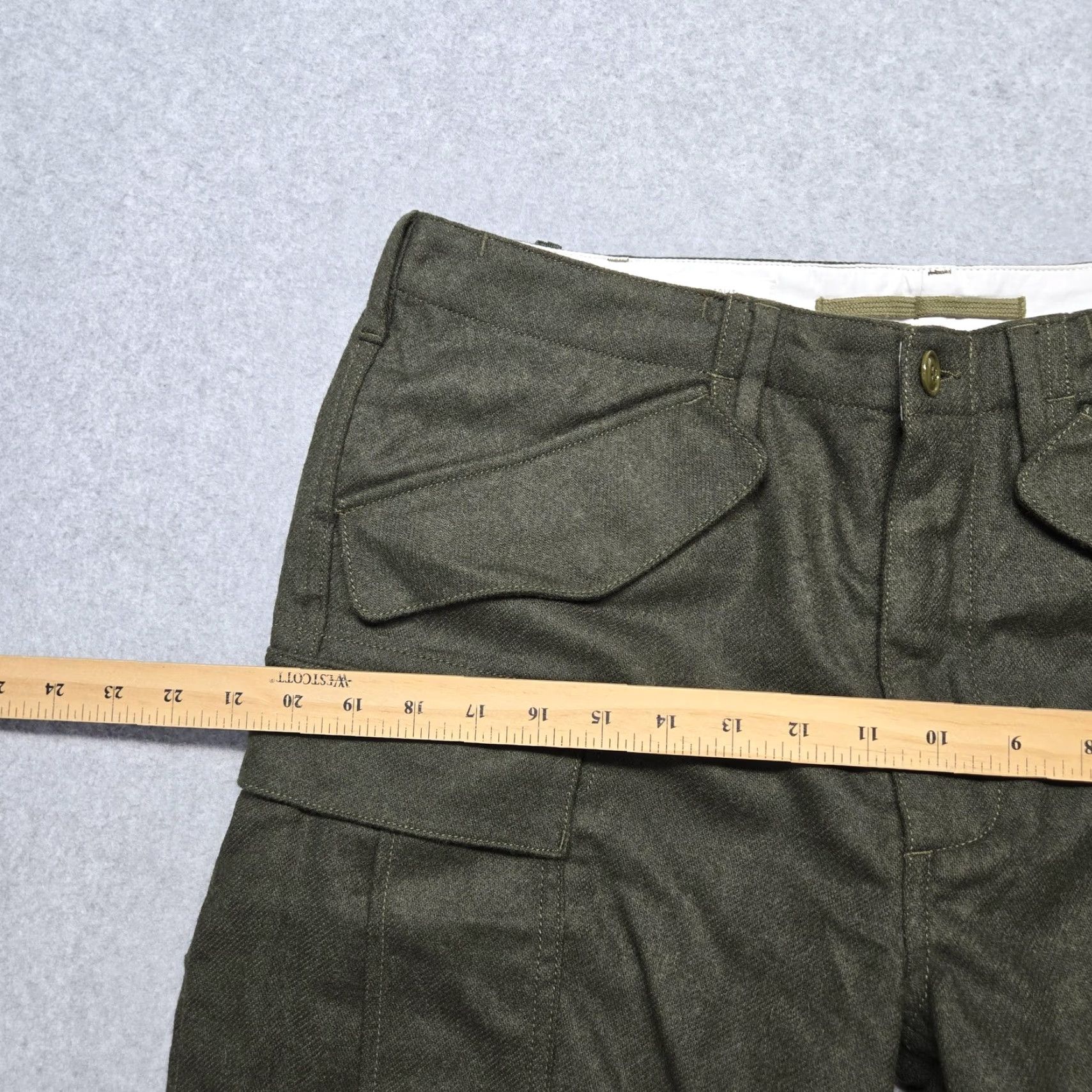 Apolis Apolis Mens Cargo Pants 34x32 Green Tweed Global Citizen Flat Front Zip Fly Pockets Adjustable Waist Wool Polyester Spandex Workwear Casual Mens Size US 34 / EU 50 - 7 Thumbnail