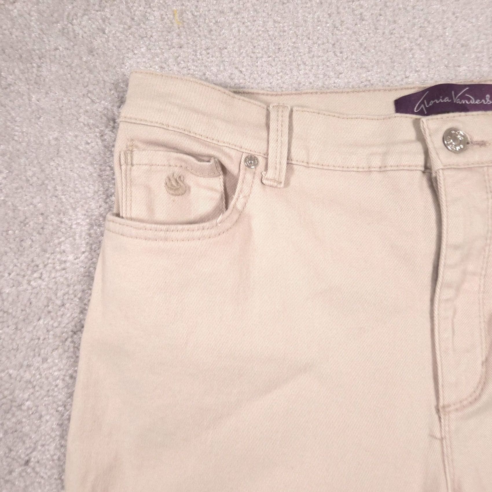 Gloria Vanderbilt VINTAGE Gloria Vanderbilt Amanda Jeans Womens 14P Short Beige High Rise Straight Stretch Size 36" / US 14 / IT 50 - 4 Thumbnail