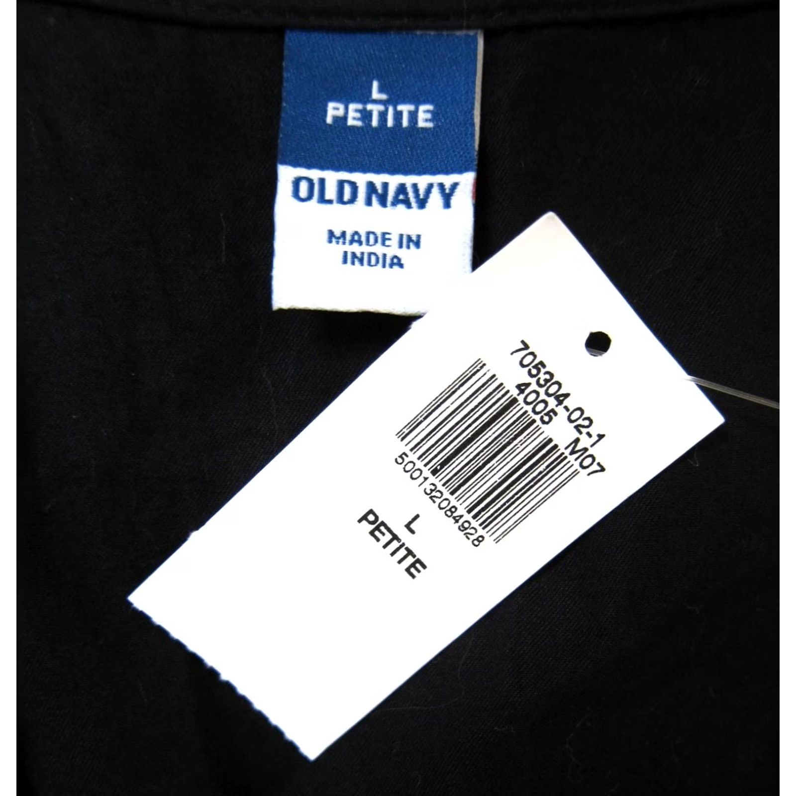 Old Navy NWT Old Navy 100% Cotton Black Short Puff Sleeve V-Neck Midi Smock Dress Large P Size 36" / US 14 / IT 50 - 3 Thumbnail