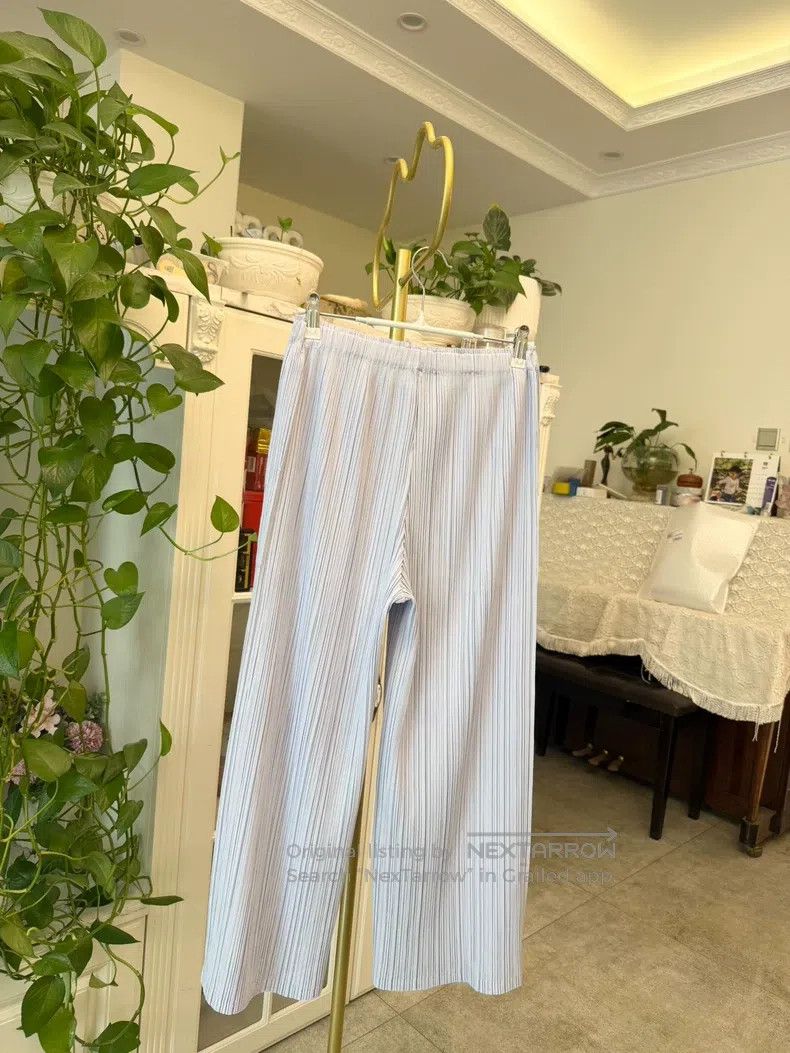 Issey Miyake Issey Miyake Light Blue Straight Wide-leg Trousers Size 25" / US 0 / IT 36 - 5 Thumbnail