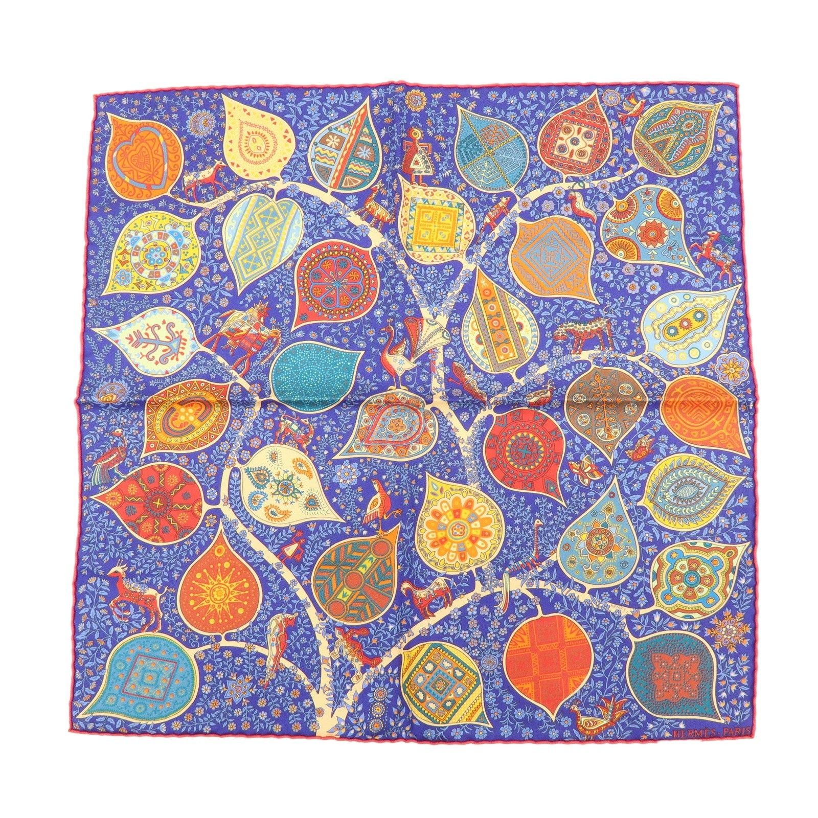 Hermes Hermes Carre 45 L'Arbre de Vie Silk Scarf Blue Size ONE SIZE - 1 Thumbnail