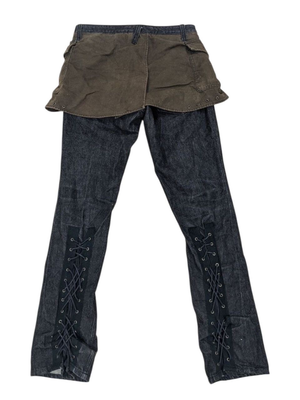 Mastermind Japan × Roen HIROMUTAKAHARA LACE UP FLARE JEANS BUTTONFLY LAYERED POCKET Size US 30 / EU 46 - 1 Thumbnail