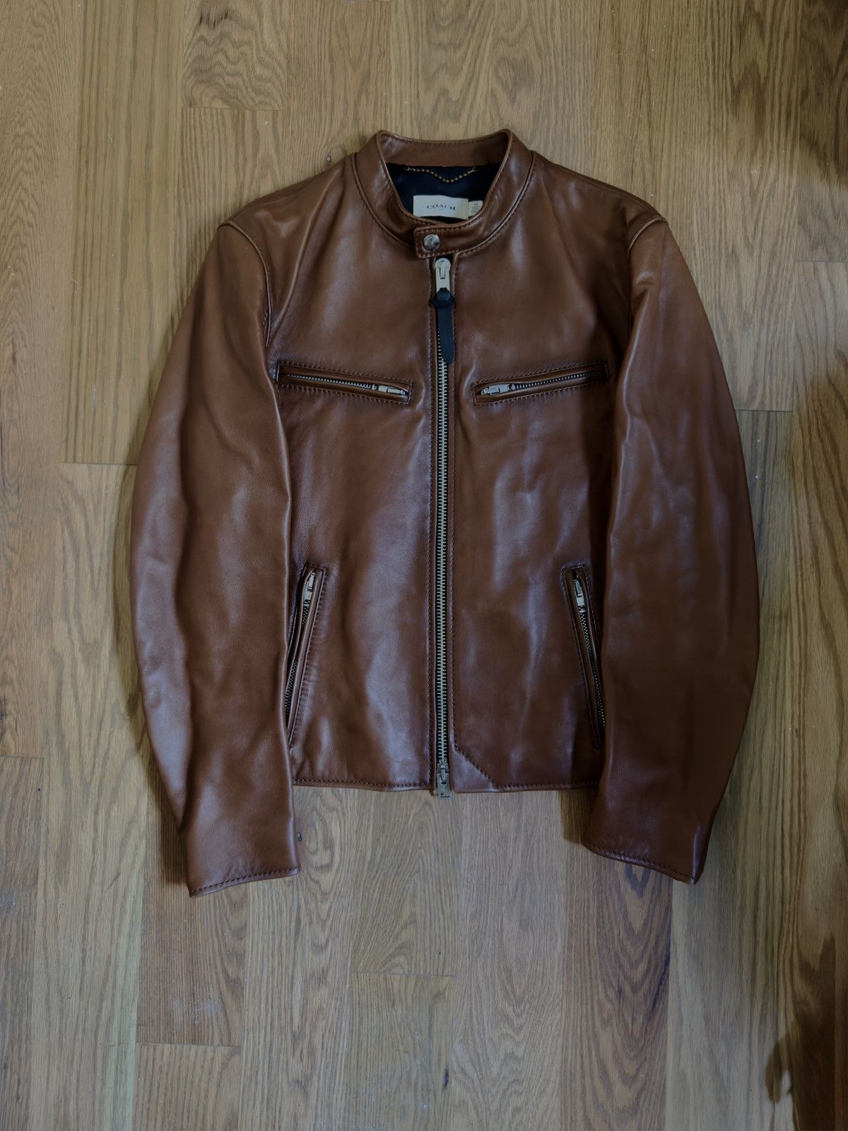 Coach Brown Leather Moto Jacket