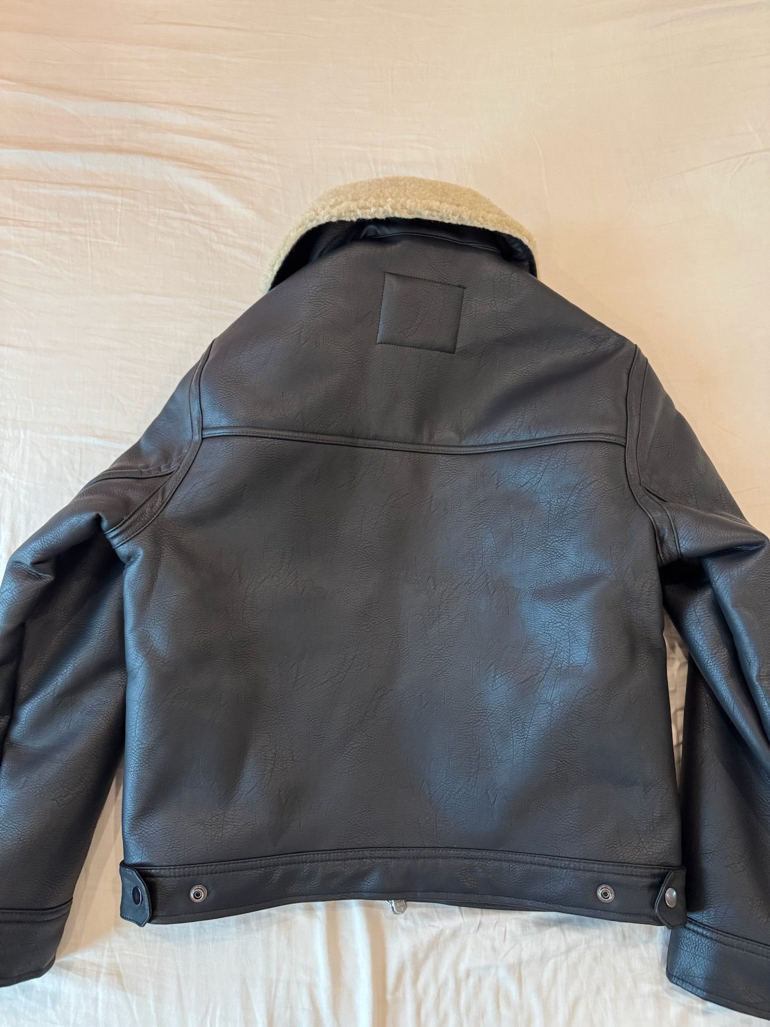 Abercrombie & Fitch Abercrombie Black Vegan Leather Shearling Jacket Size US S / EU 44-46 / 1 - 3 Thumbnail