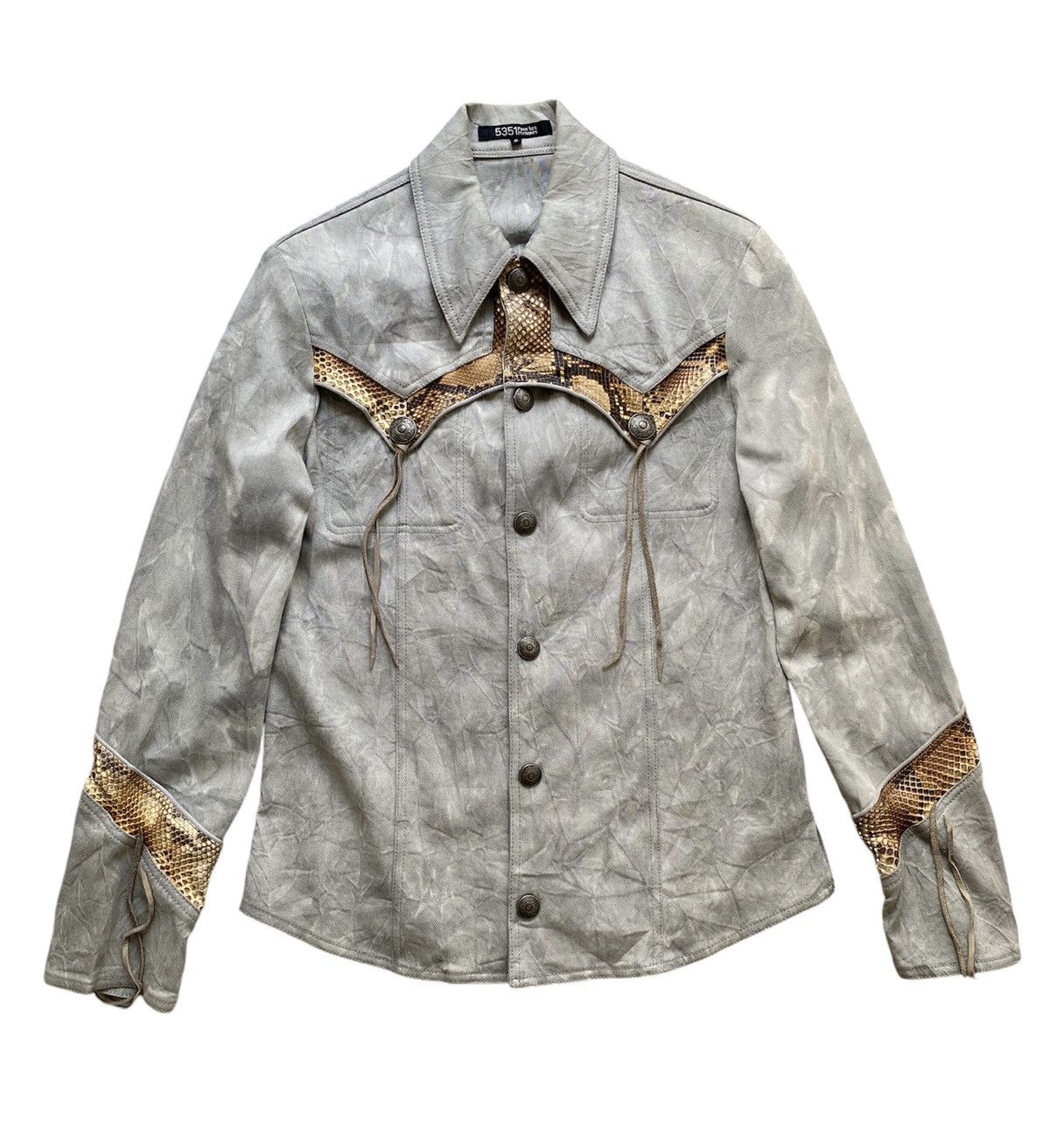 5351 POUR LES HOMMES × Japanese Brand × Tornado Mart 1990s - Vintage 5351 Pour Les Hommes Snake Skin Dyed Jacket Size US M / EU 48-50 / 2 - 3 Thumbnail