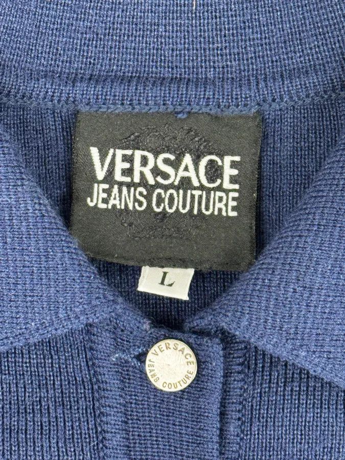 Versace Versace Navy Flat Wool Longsleeve Polo Size M / US 6-8 / IT 42-44 - 9 Thumbnail
