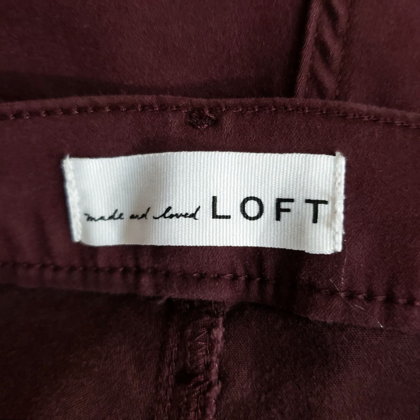 Ann Taylor VINTAGE Ann Taylor LOFT Womens Cropped Skinny Pants Sz 6 Maroon Mid Rise Cotton Blend Size 28" / US 6 / IT 42 - 6 Thumbnail