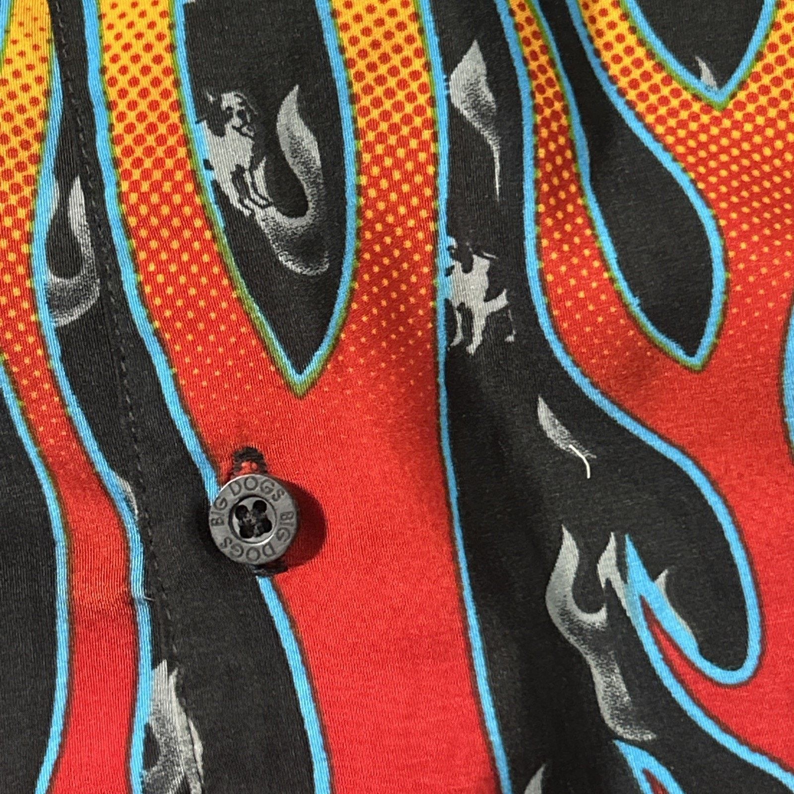 Big Dogs Big Dogs Flaming Fire Flames Button Up Shirt Mens XL Grunge Size US XL / EU 56 / 4 - 7 Thumbnail
