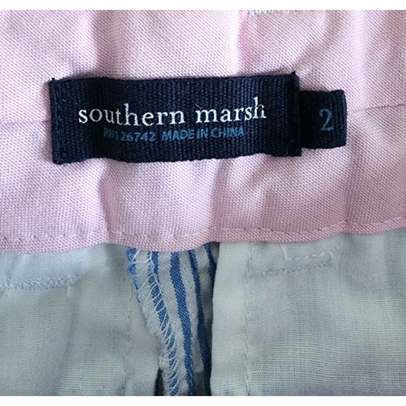 Southern Marsh Brighton Short The Women’s Striped Pink Trim Seersucker SZ 2