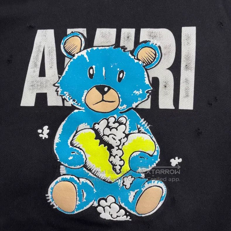 Amiri Amiri Heartbroken destroyed bear hoodie, black with hole d Size S / US 4 / IT 40 - 3 Thumbnail