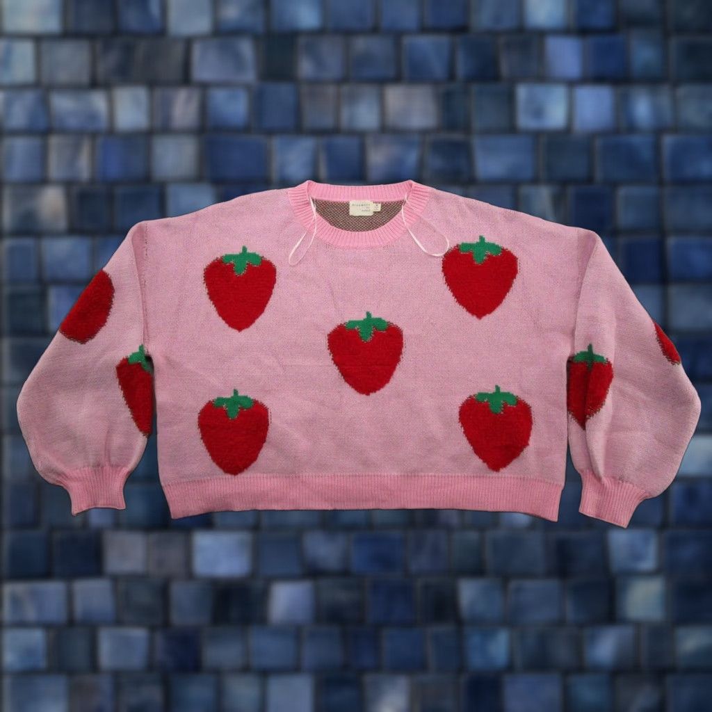 Vintage Dreamers By Debut Women's Strawberry Soft Knit Pullover Sweater Size M Women's Size M / US 6-8 / IT 42-44 - 1 Thumbnail