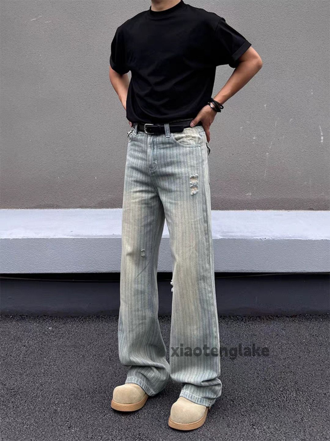 Jean Unisex utility loose baggy skate hiphop stain pants Size US 28 / EU 44 - 3 Thumbnail