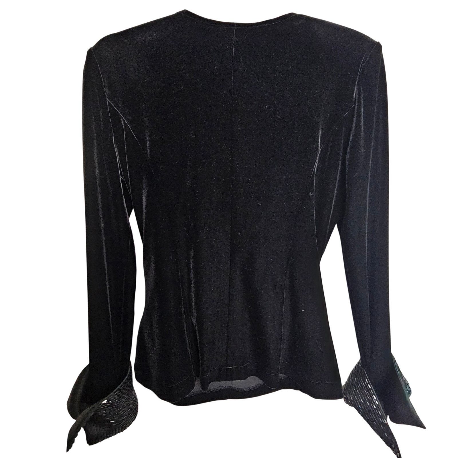 Vintage Vintage Cache Womens Black Velvet Surplice Blouse 8 Beaded Size M / US 6-8 / IT 42-44 - 8 Thumbnail