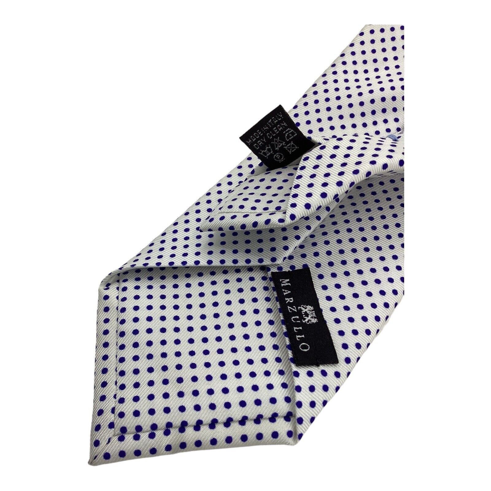 Other MARZULLO White With Blue Pin Dots Luxury Silk Tie Italy W: 3 Size ONE SIZE - 4 Thumbnail