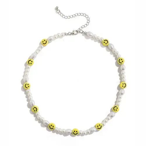 Jewelry Beaded Smiling Face Pearl Collar Clavicle Chain Size ONE SIZE - 1 Thumbnail