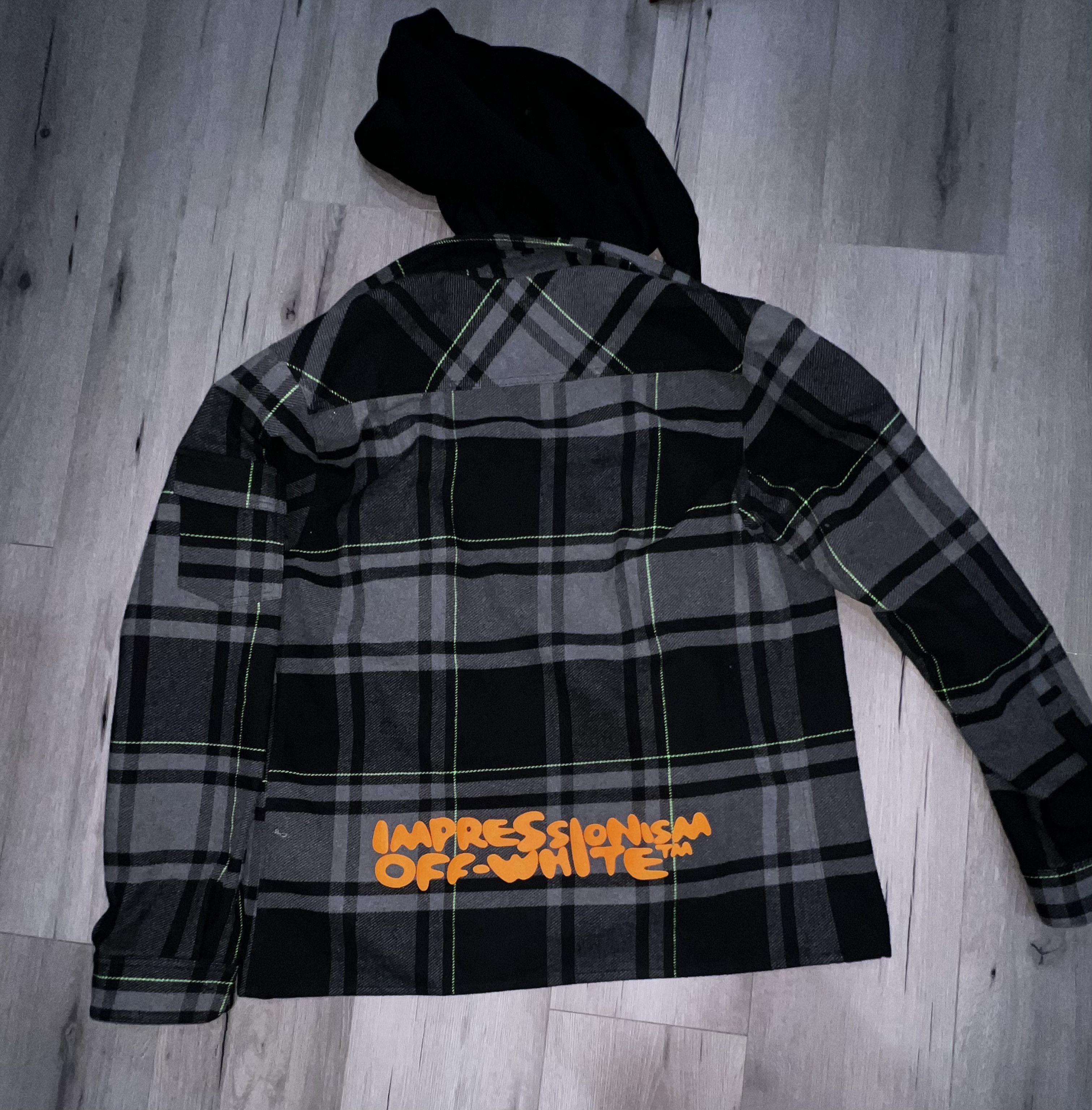 Off-White 2019 Grey Check Flannel Hooded Shirt Size US XXL / EU 58 / 5 - 7 Thumbnail