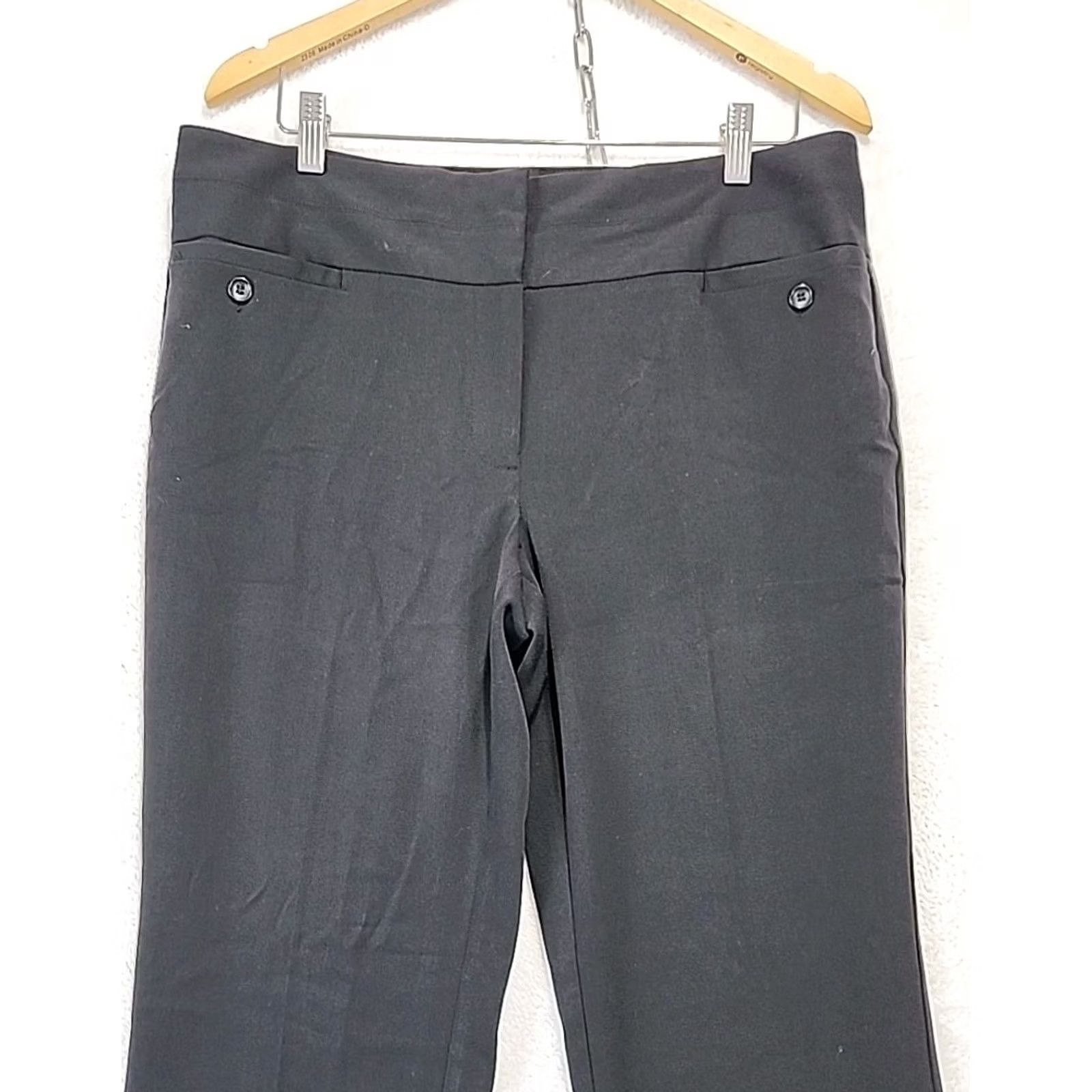 Vintage Maurices Polished Boot Pants Black Flat Front Womens 11/12 Short Bootcut Regular Petite Dress Pants Size 32" / US 10 / IT 46 - 2 Thumbnail