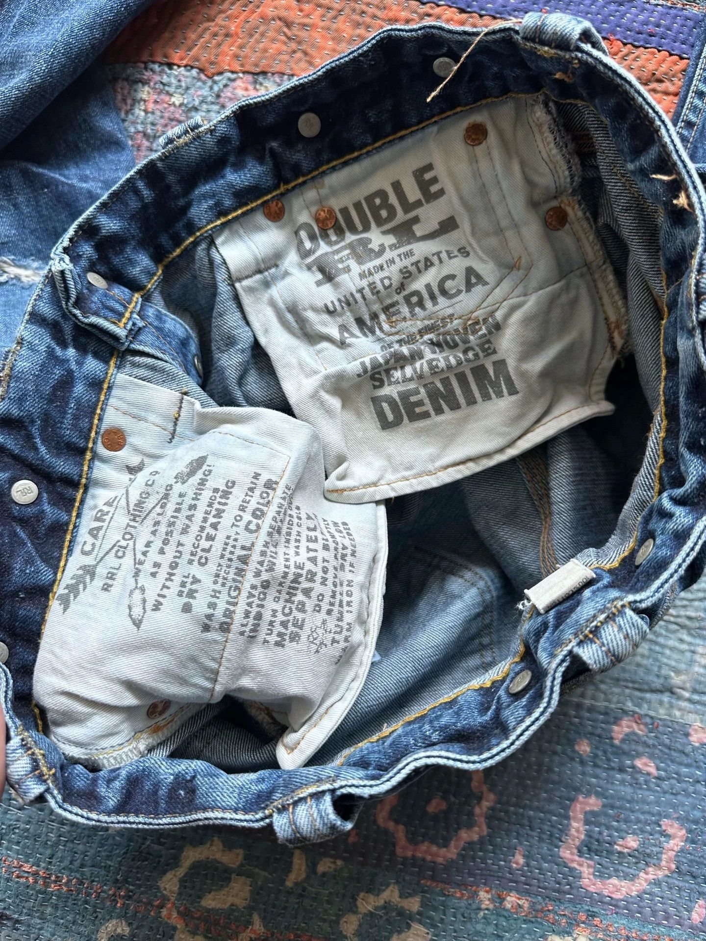 RRL Ralph Lauren RRL Depp-style Washed Distressed Denim Pants Hem Slits Size US 29 - 7 Thumbnail