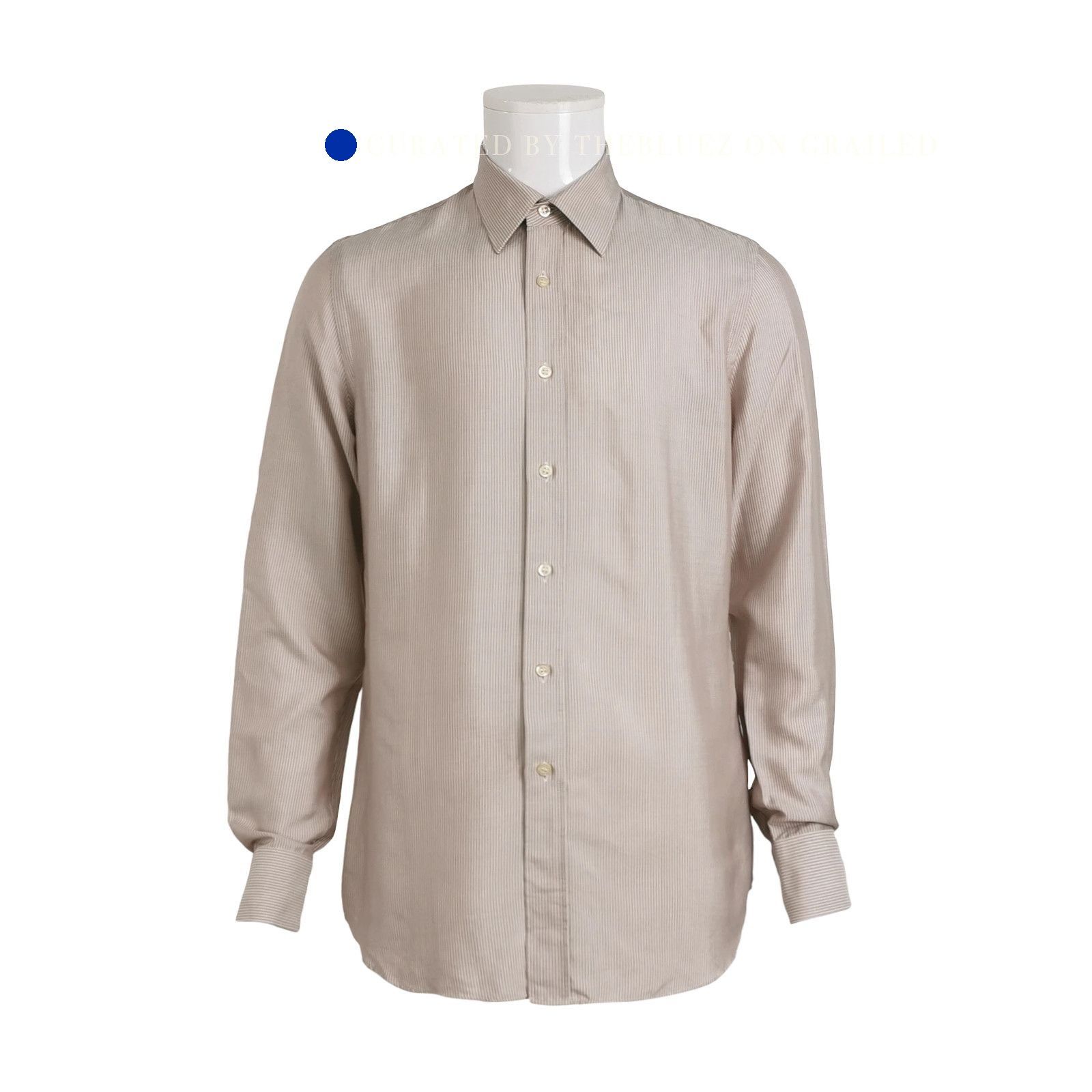 Prada Striped Silk Button-Up Shirt in Beige Size US L / EU 52-54 / 3 - 1 Thumbnail