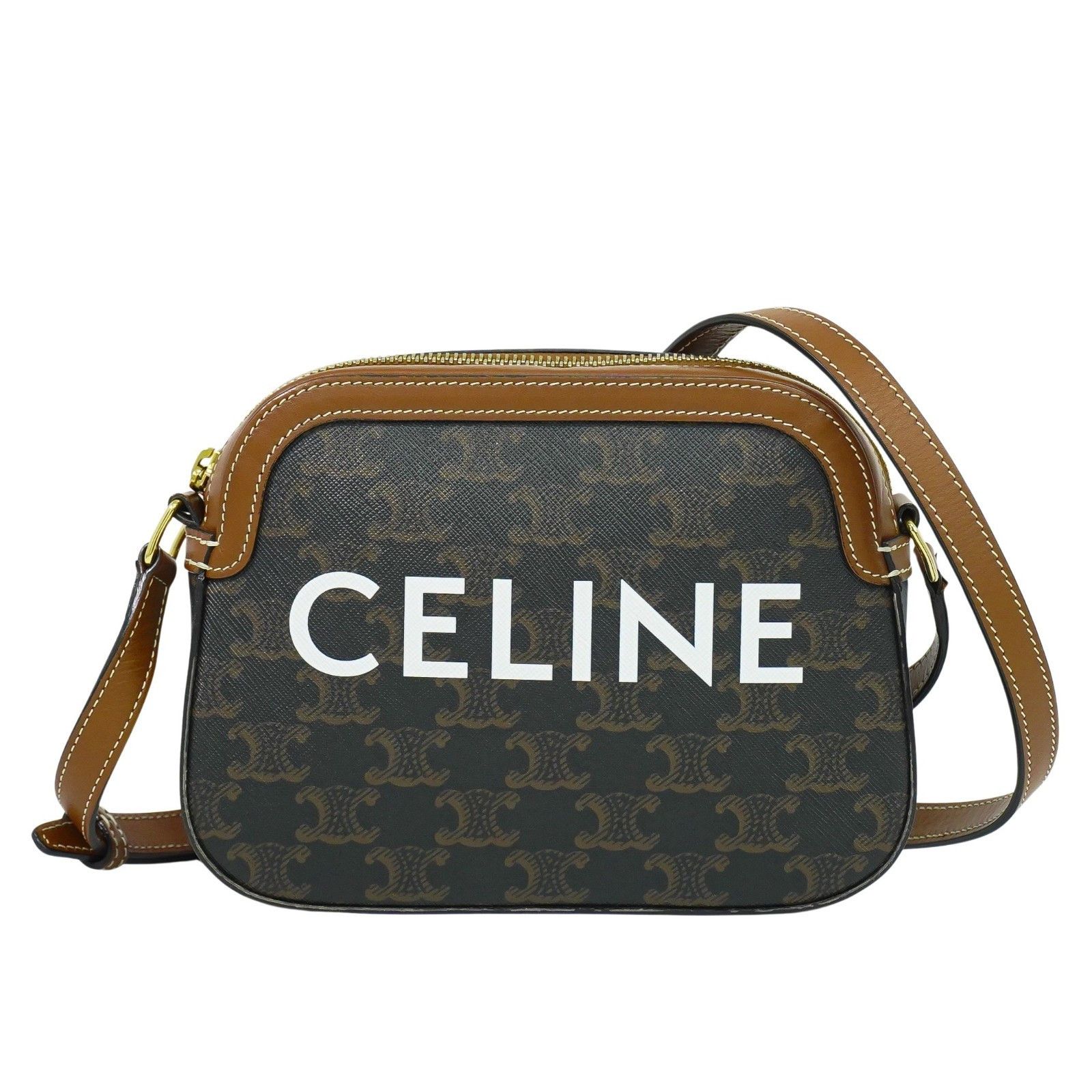 Celine Logo Camera Bag Triomphe Coated Canvas