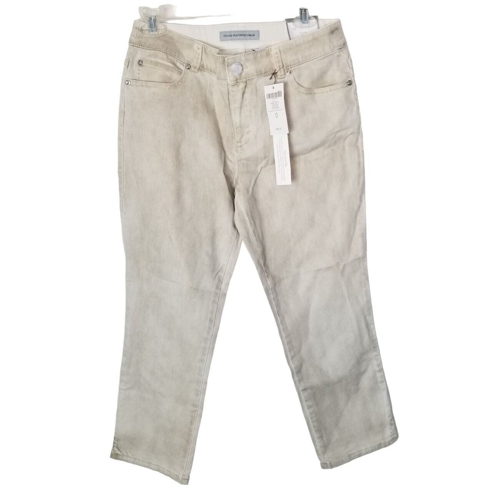 Chicos Chicos Crop Khaki Denim Denim Pants Mid Rise Sparkle Jeans Size 30" / US 8 / IT 44 - 1 Thumbnail