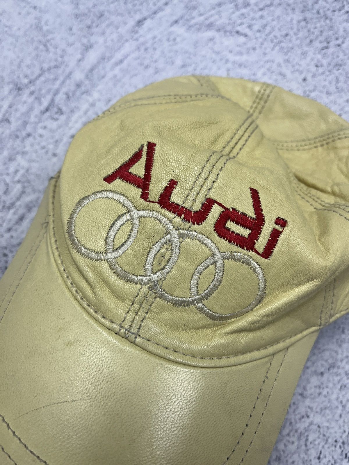 Vintage Vintage Audi Big Logo Leather Racing Cap Hat Moto 90’s Rare Size ONE SIZE - 11 Thumbnail