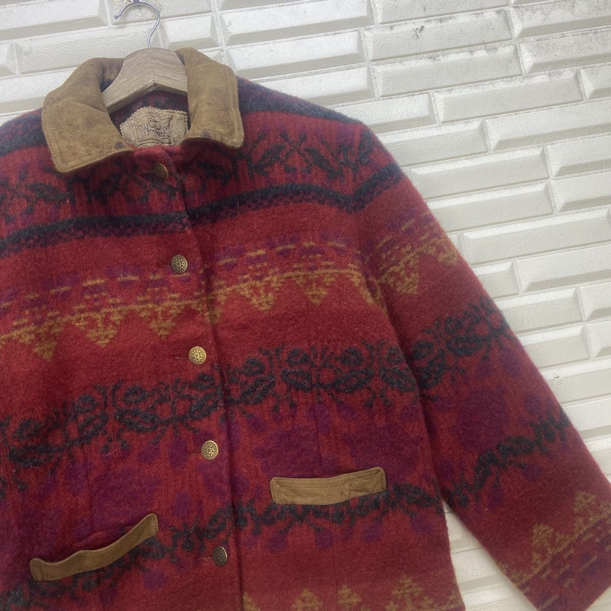 Woolrich Woolen Mills Vintage Woolrich Red Floral Native Wool Jacket Coat Size S / US 4 / IT 40 - 9 Thumbnail