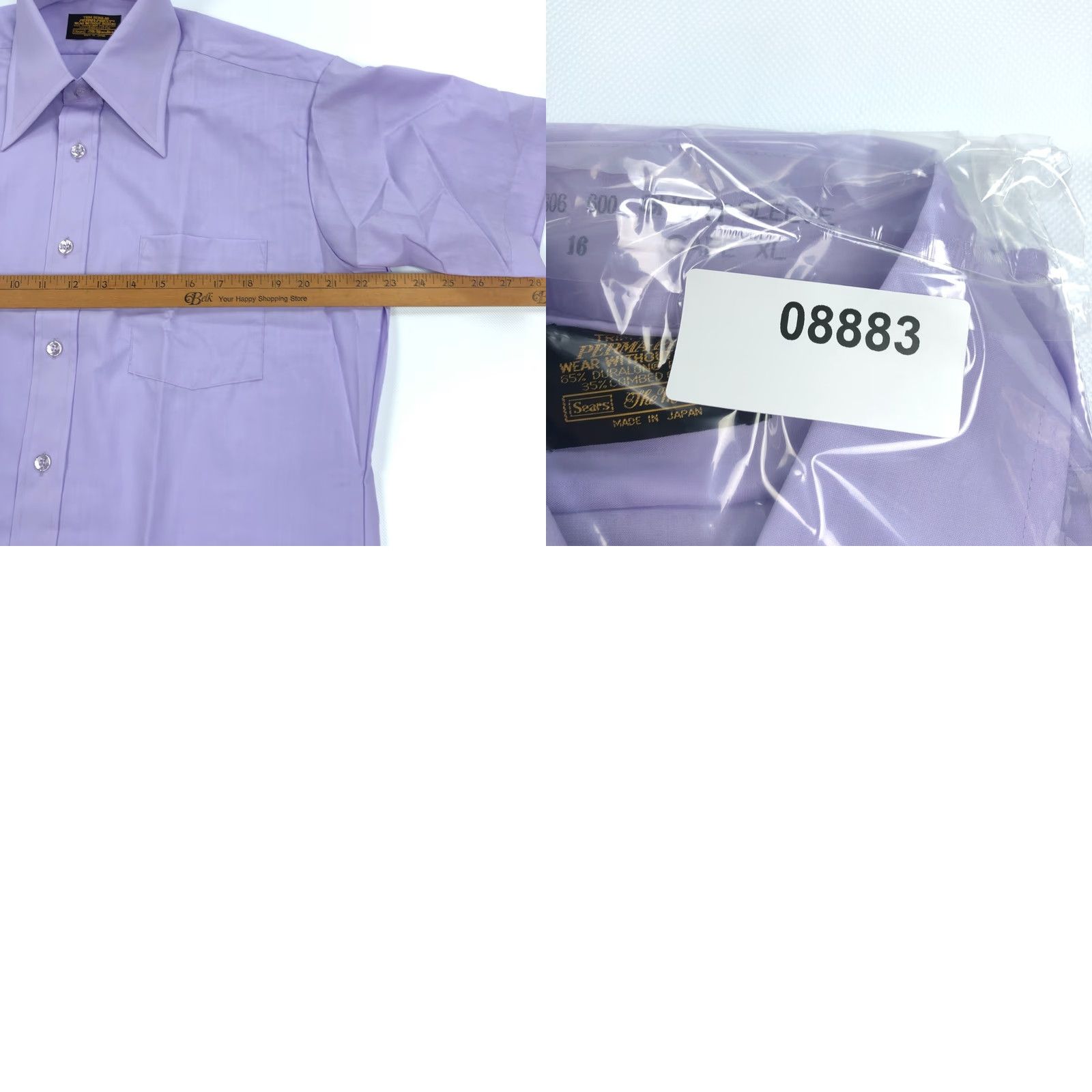 Sears VINTAGE Sears Purple 70s Shirt Mens Size 16 Cotton Blend Button-Front Short Sleeve Japan 1970s Size US L / EU 52-54 / 3 - 8 Thumbnail