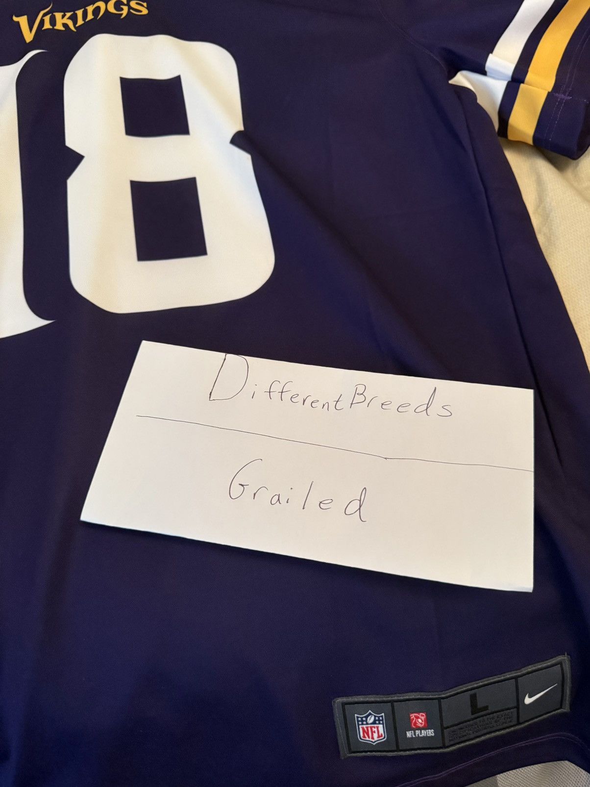 NFL Minnesota Vikings Justin Jefferson Jersey Size L Size US L / EU 52-54 / 3 - 2 Thumbnail