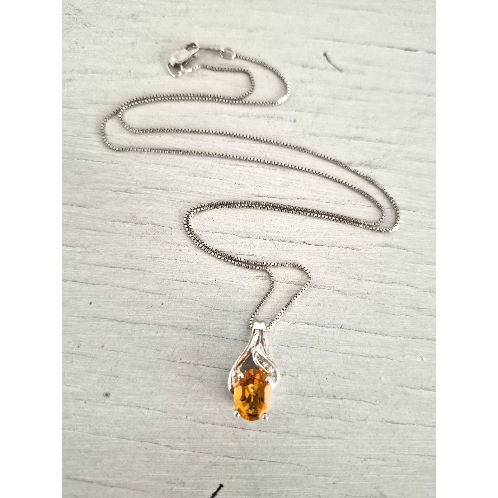 Other Sterling Silver Citrine CZ Oval Pendant with Necklace Size ONE SIZE - 2 Thumbnail