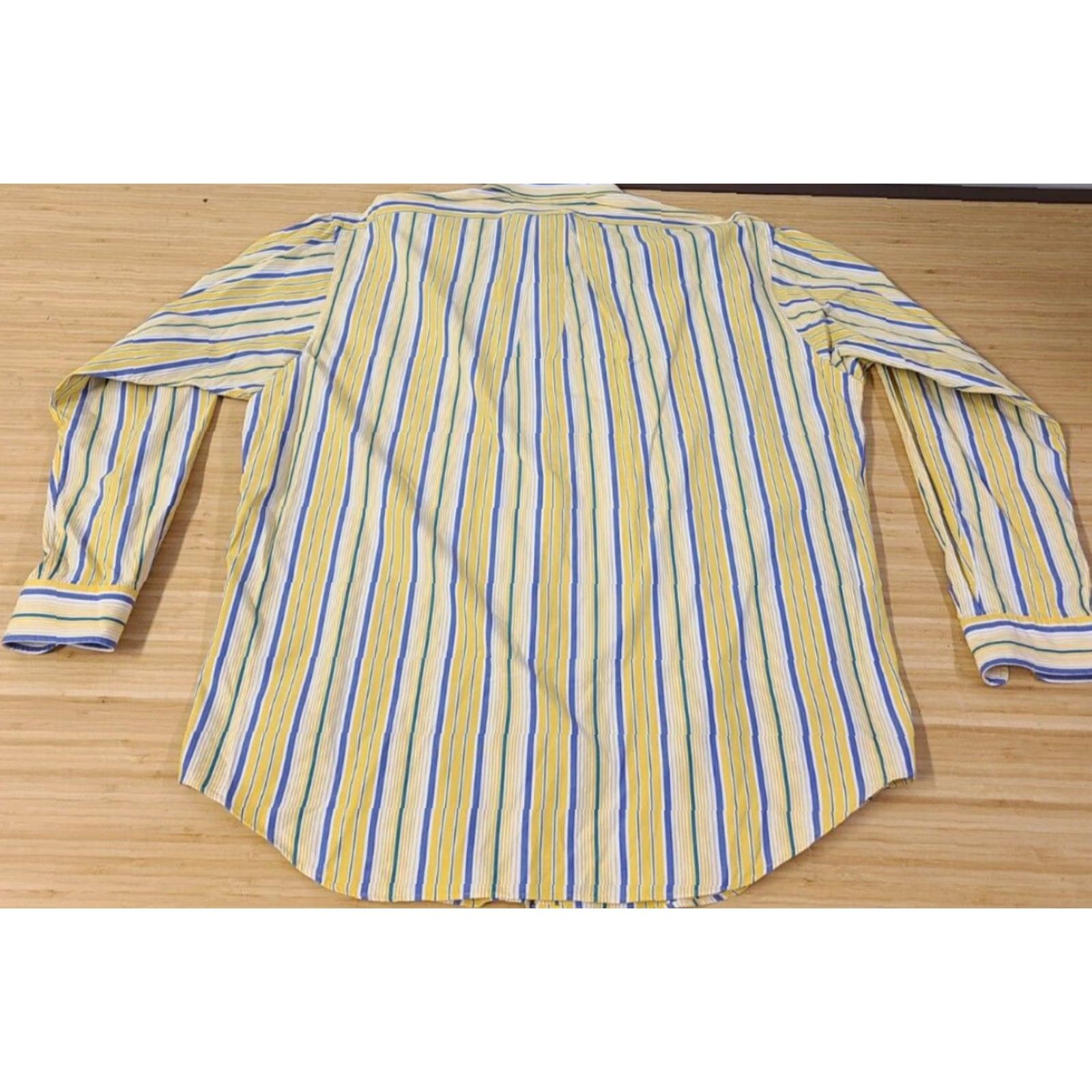 Polo Ralph Lauren Polo Ralph Lauren Shirt Men Yellow Blue Striped L Long Sleeve Button-Down Collar Knit Cotton Embroidered Logo Size US L / EU 52-54 / 3 - 6 Thumbnail