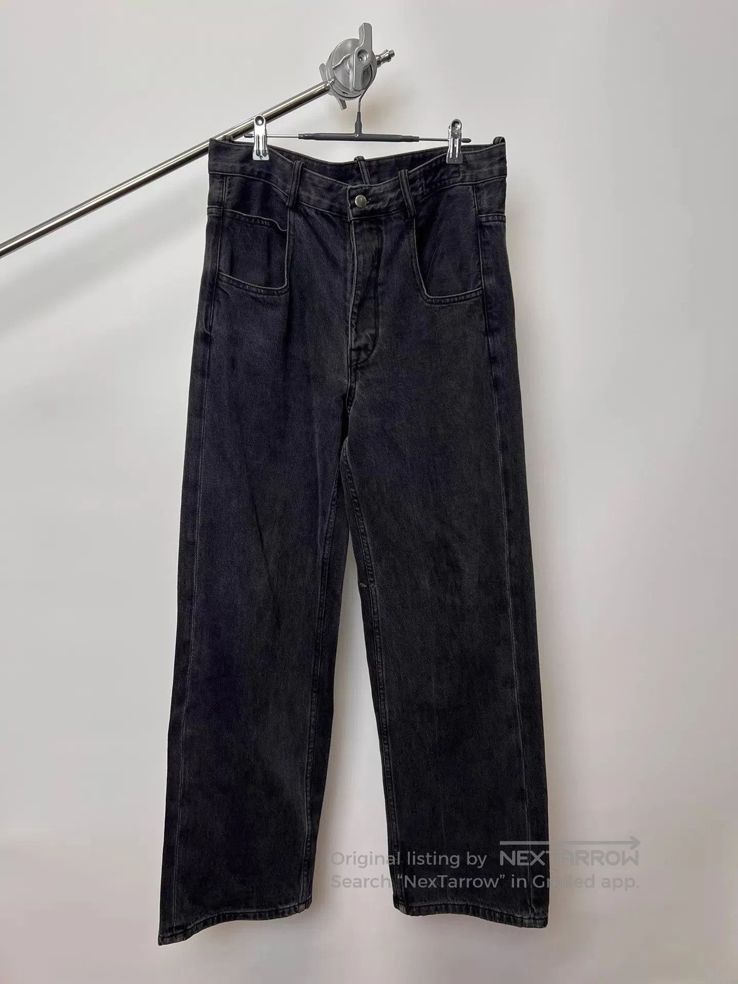Ann Demeulemeester Black Wide-Leg Denim Pants Size 34. Size US 34 / EU 50 - 2 Thumbnail
