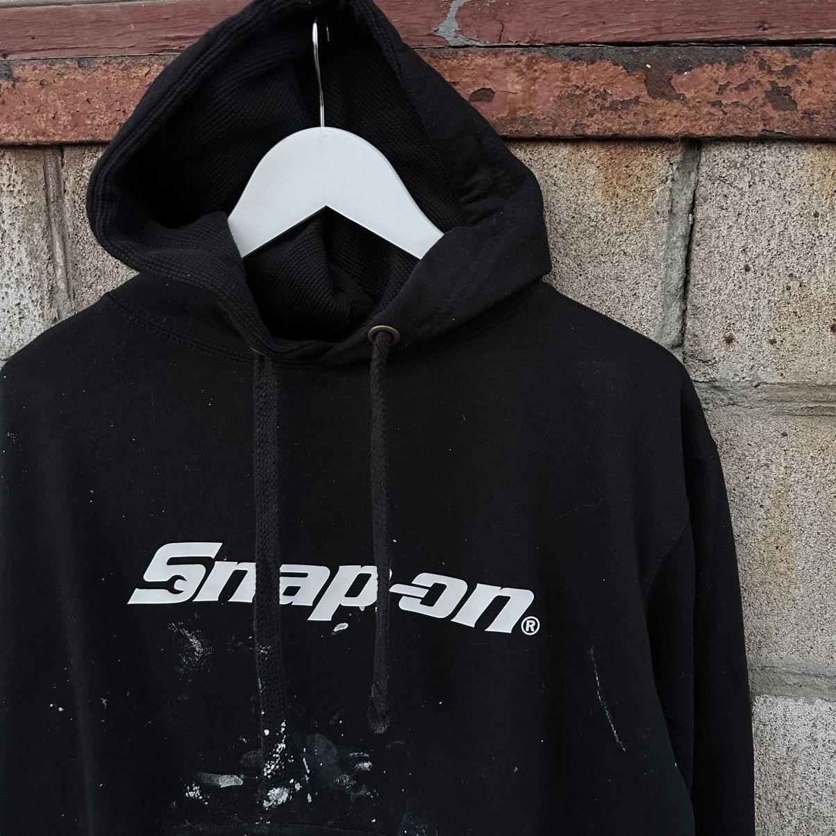 Hypebeast Vintage Snap On Hoodie Big Logo Trashed Workwear Size M Y2K Size US M / EU 48-50 / 2 - 5 Thumbnail