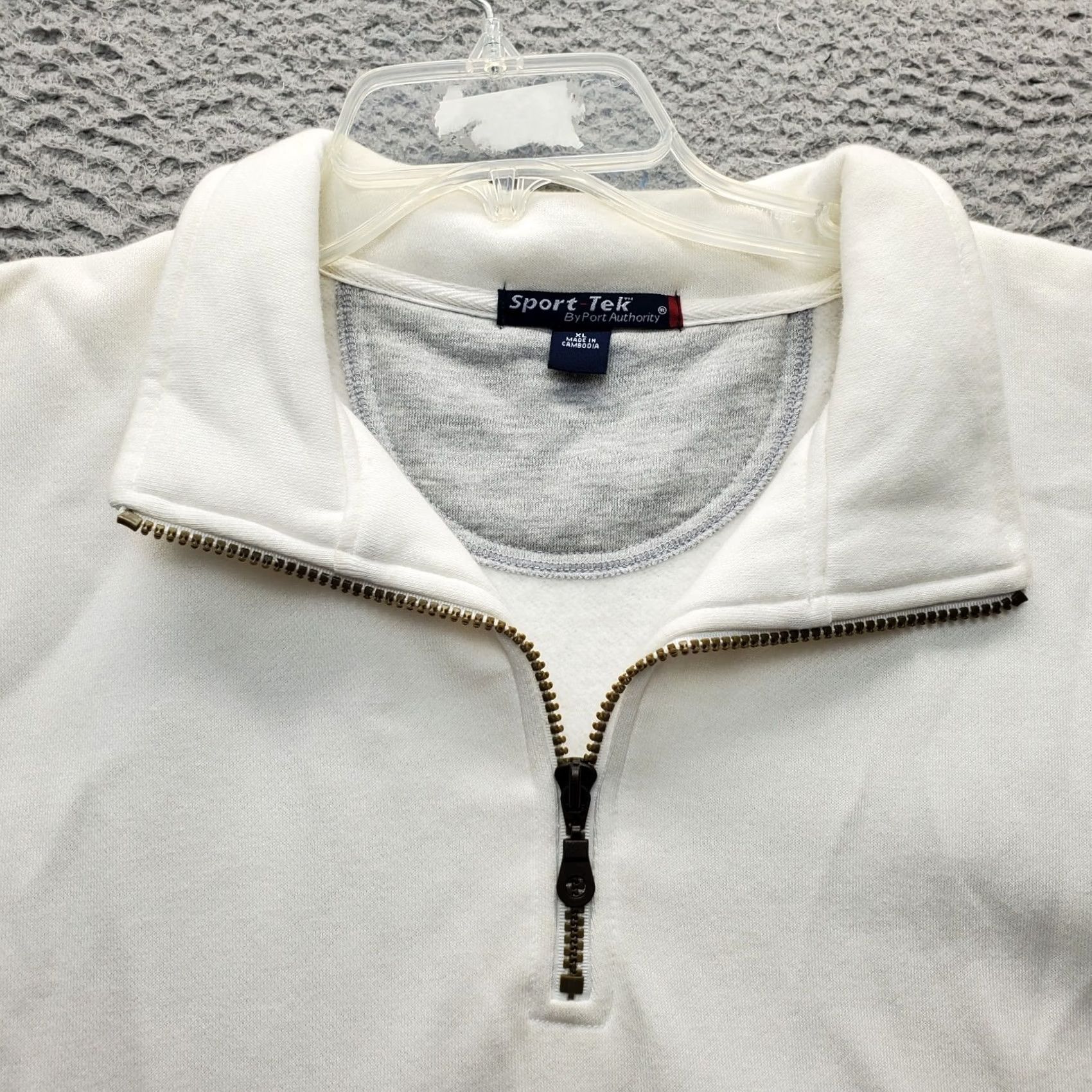 Port Authority Sport-Tek Fleece Sweatshirt Men XL White Mock Neck Quarter Zip Size US XL / EU 56 / 4 - 8 Thumbnail
