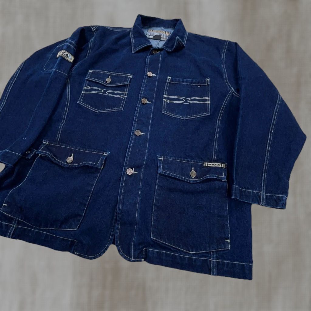 Vintage VINTAGE Boss Denim Jacket Men XL Chore Barm Urban Expedition Hip Hop USA Motorcycle Hipster Baggy Denim Jacket Men XL Blue Size US XL / EU 56 / 4 - 1 Thumbnail