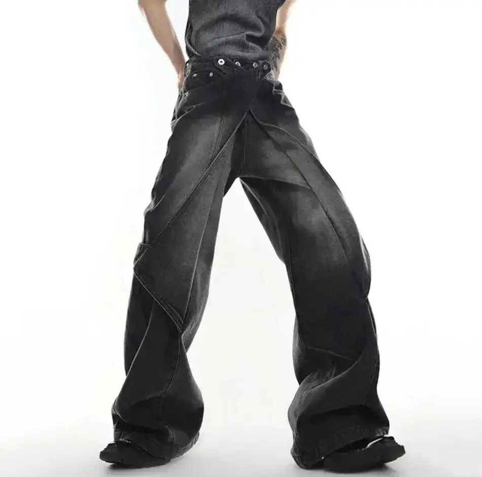 Japanese Brand Deconstruct Wide Leg Washed Jeans Pants y2k Size US 32 / EU 48 - 1 Thumbnail