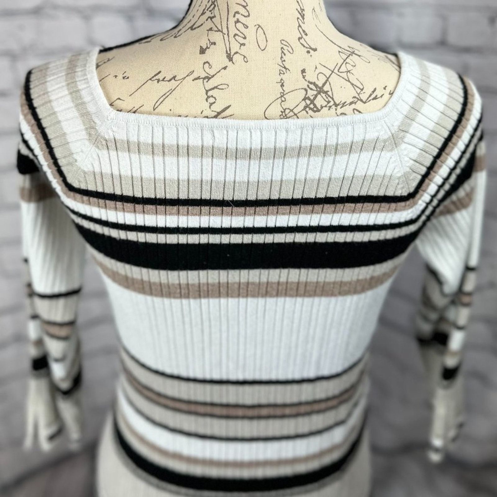 Other Linda Matthews Pullover Striped Sweater Square Neck L Size L / US 10 / IT 46 - 9 Thumbnail