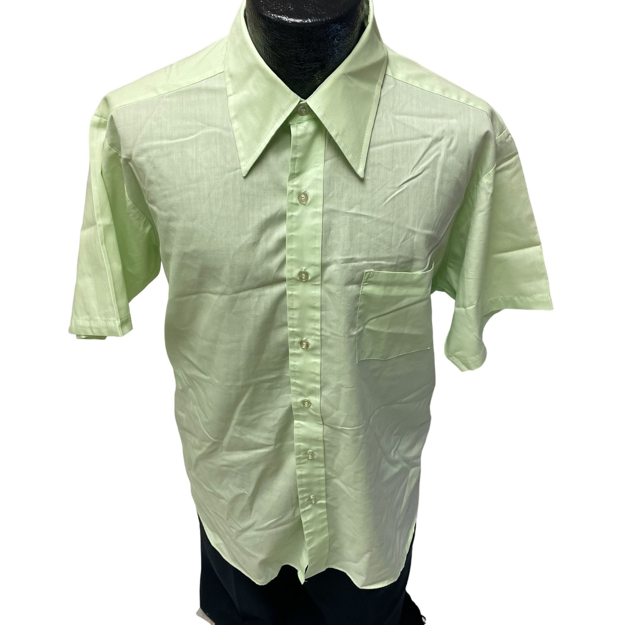 Vtg Royal Knight USA MoD LIME Green BUTTERFLY Collar Shirt