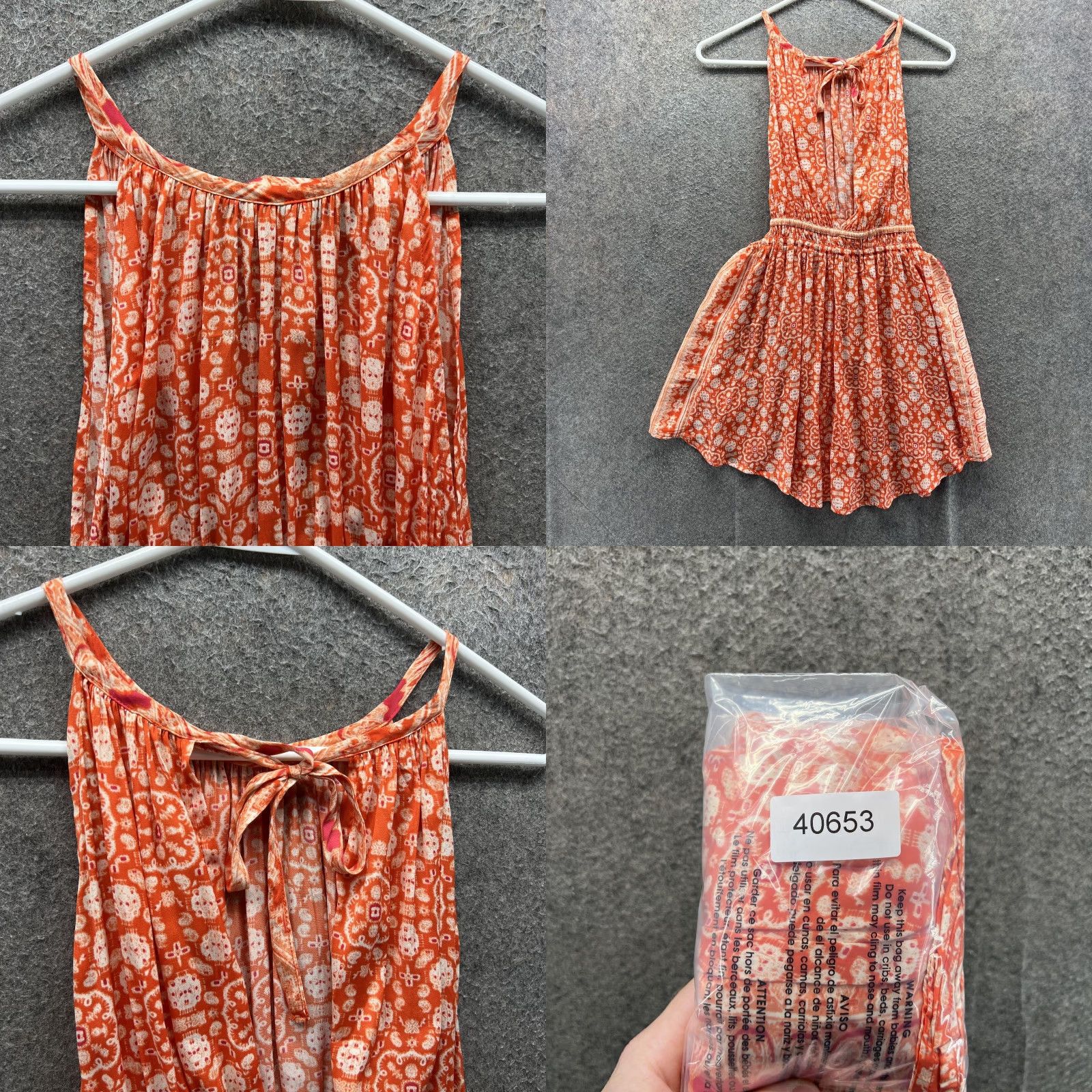 Free People Free People Dress Womens Small Orange Floral Halter Mini Sundress Boho Belted Size S / US 4 / IT 40 - 8 Thumbnail