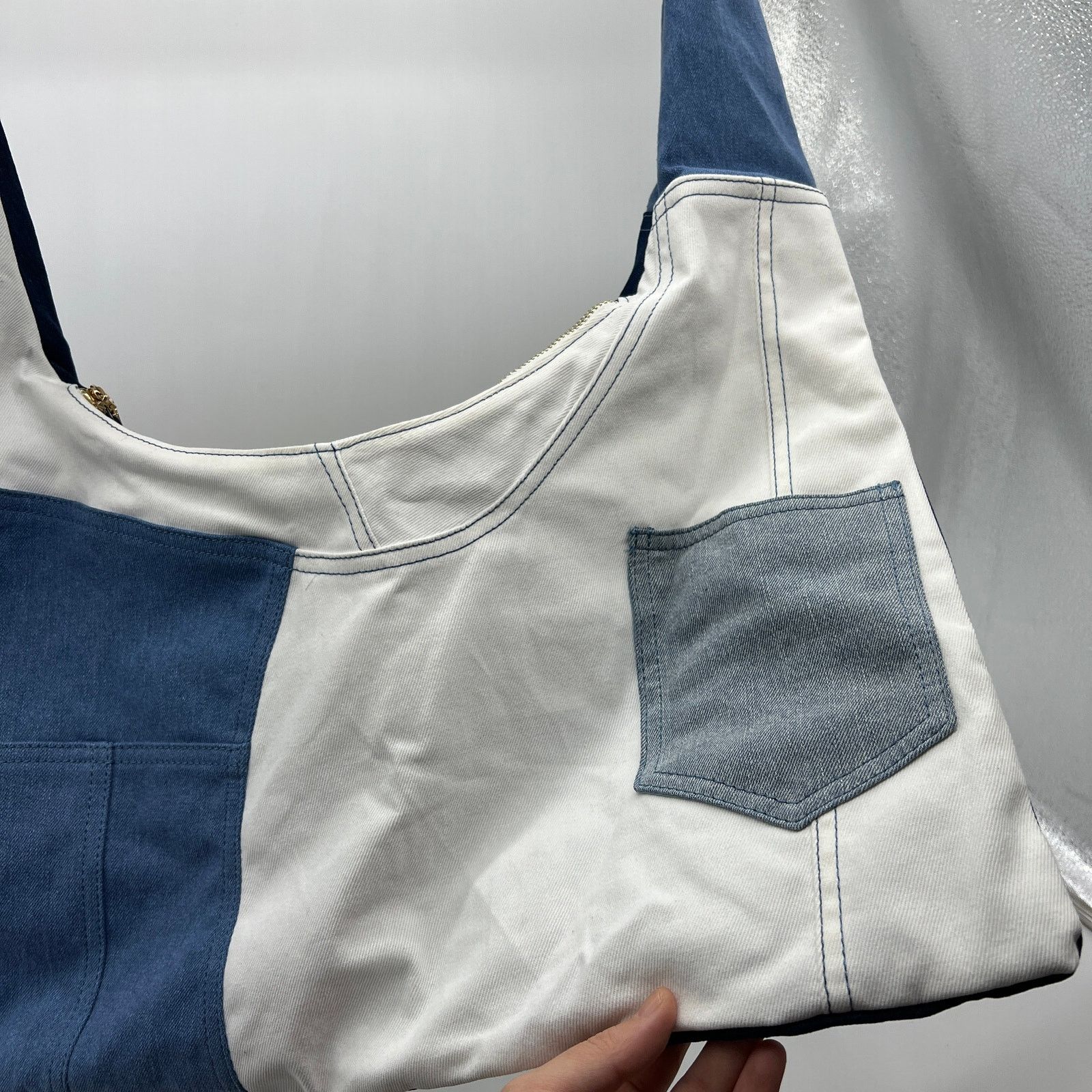 Other Attitudes by Renee Denim Patchwork Shoulder Bag Denim Combo Size ONE SIZE - 4 Thumbnail