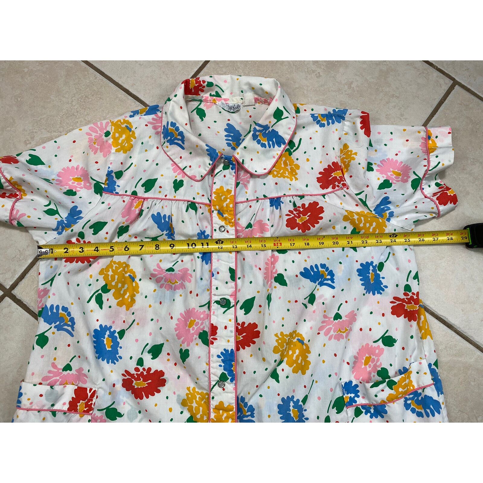 Other VTG Eyefuls Nightgown Mumu Multicolor Floral MOD Pearl Snap Size M / US 6-8 / IT 42-44 - 12 Thumbnail