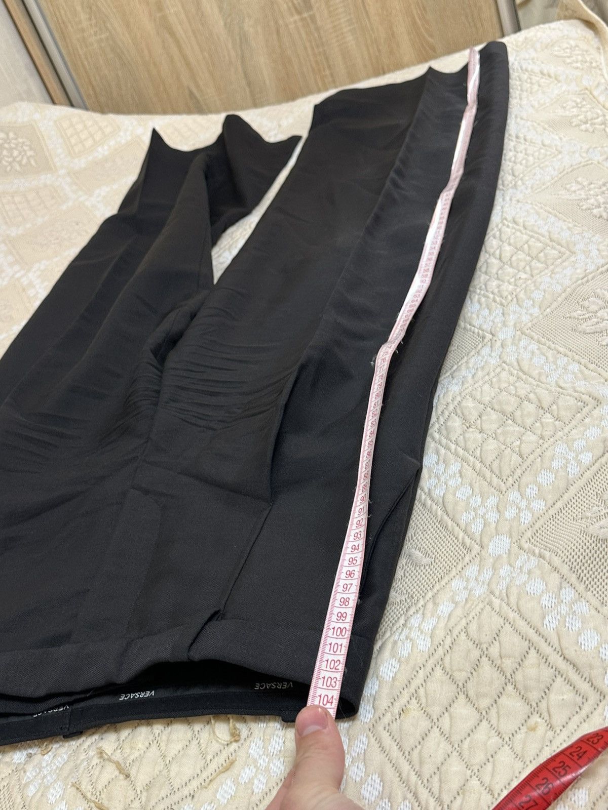 Versace 🔥 VERSACE Wide Leg Wool Blend Black Pants Trousers Size 26" / US 2 / IT 38 - 12 Thumbnail