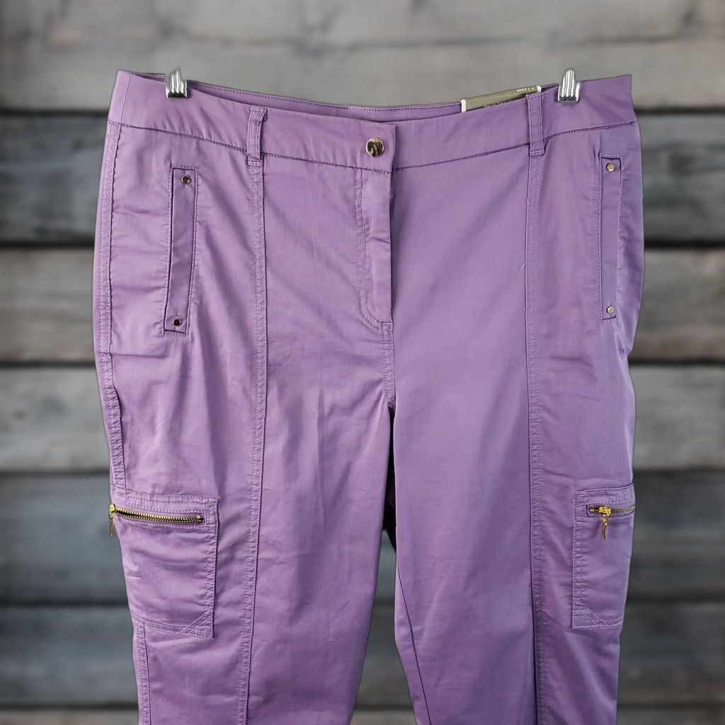 Vintage Chico's Womens Crop Pants Slim High Rise 24 Inseam Purple Cotton Blend Size 12 Cropped Pants Womens Size 34" / US 12 / IT 48 - 1 Thumbnail