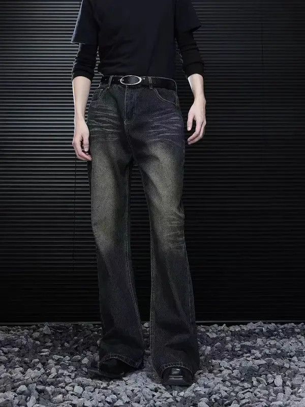 Japanese Brand VIBE Washed Yellow Mud Whisker Baggy Jeans Size US 34 / EU 50 - 5 Thumbnail