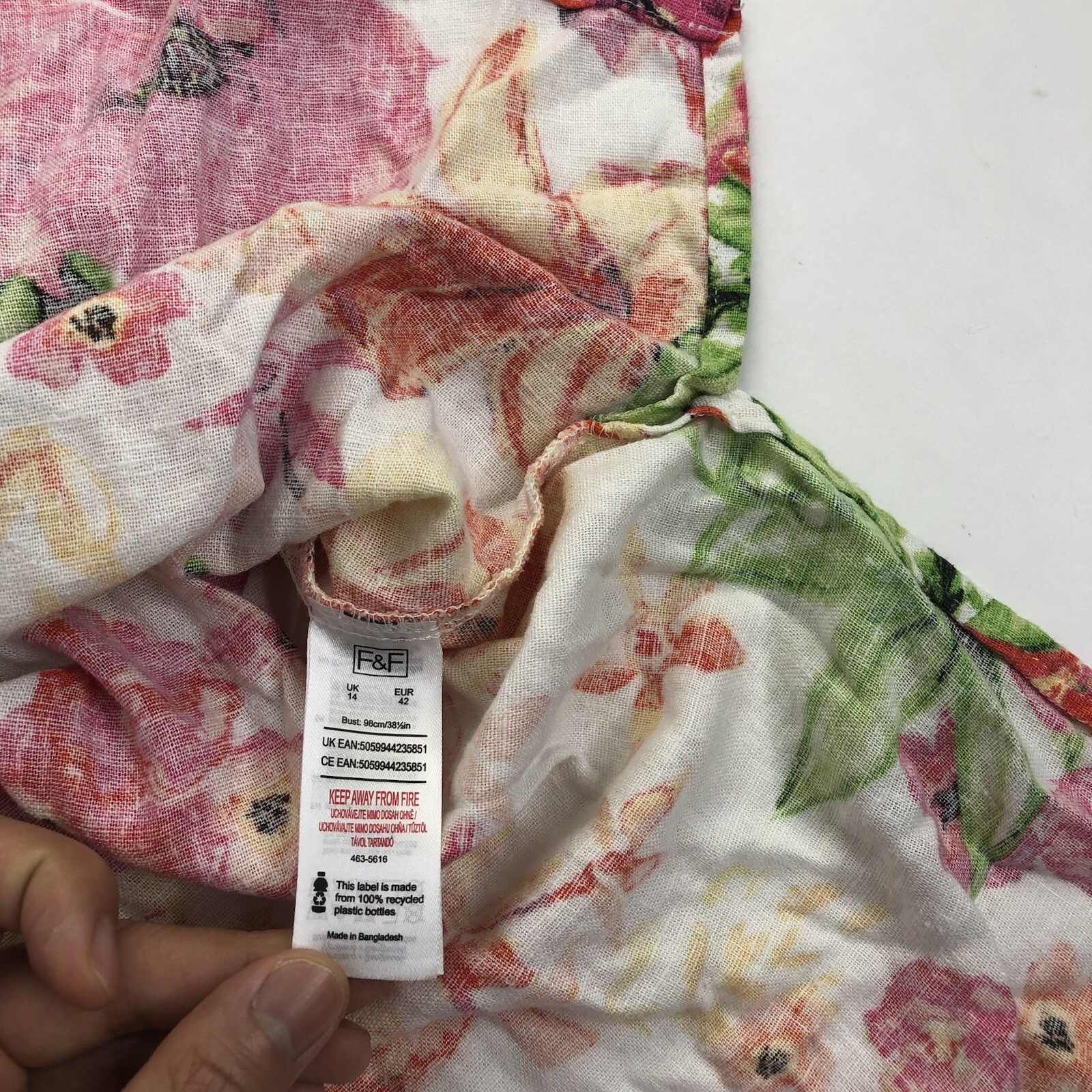 Other F&F Women Linen Blend Top Blouse Sz 10 Pink Orange Floral Size L / US 10 / IT 46 - 10 Thumbnail
